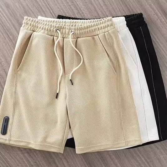 Summer Men's Waffle Y2K Shorts New Korean Fashion Drawstring Baggy Short Pants Fitness Breathable Streetwear Gym Bermuda